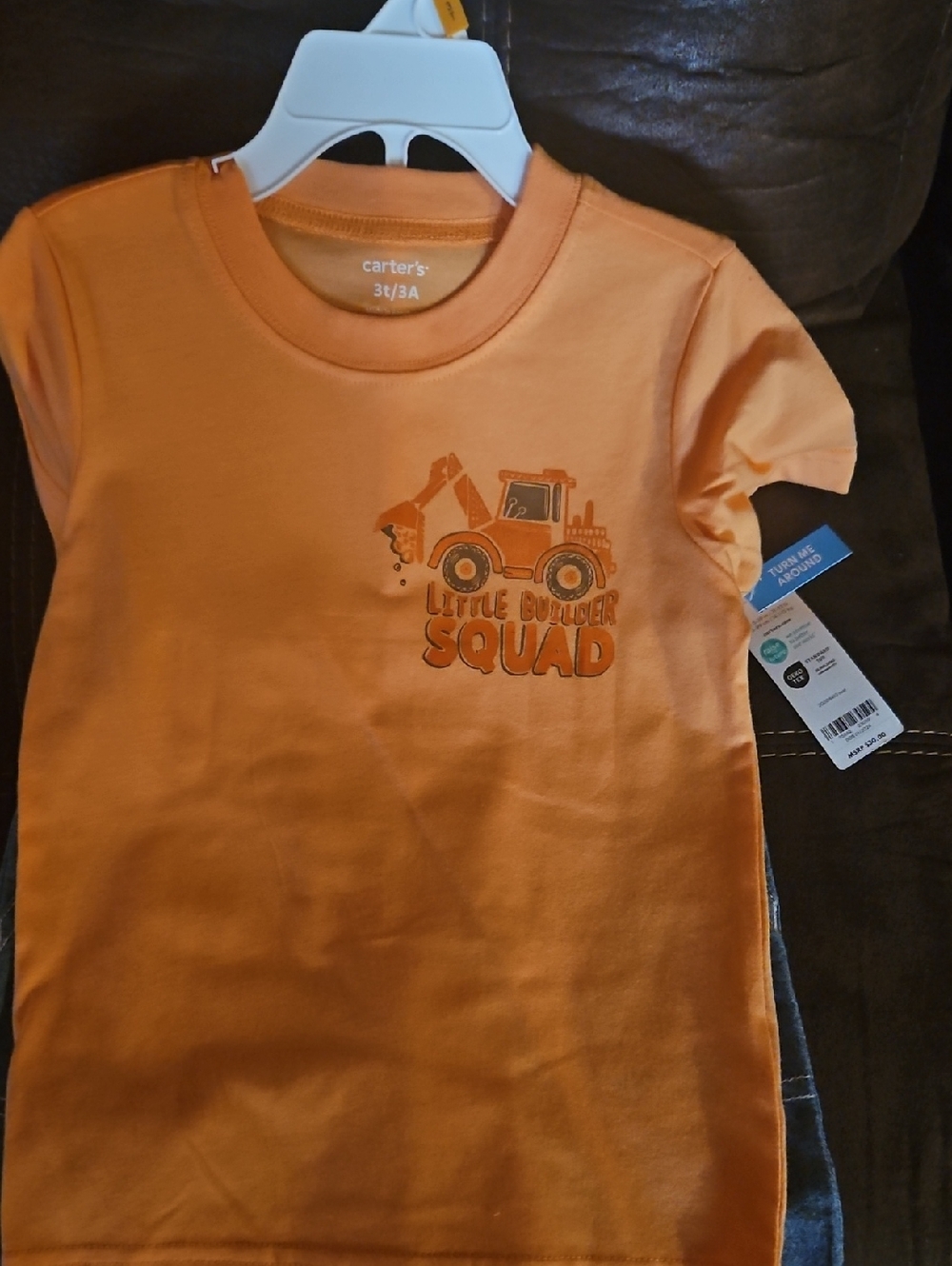Carter's Orange 'Little Builder Squad' Short-Sleeve Tee And Short Set